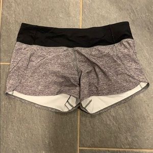 Grey lululemon shorts with black waistband